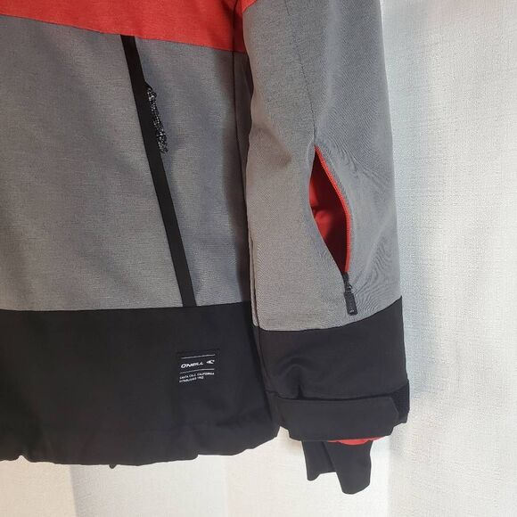 Oneill Black Poppy Red Colorblock Zip Up Seashell Snowboarding Jacket Size Large - Picture 11 of 16